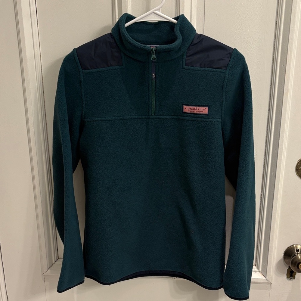 Vineyard Vines Boys Green Fleece with Navy Accents